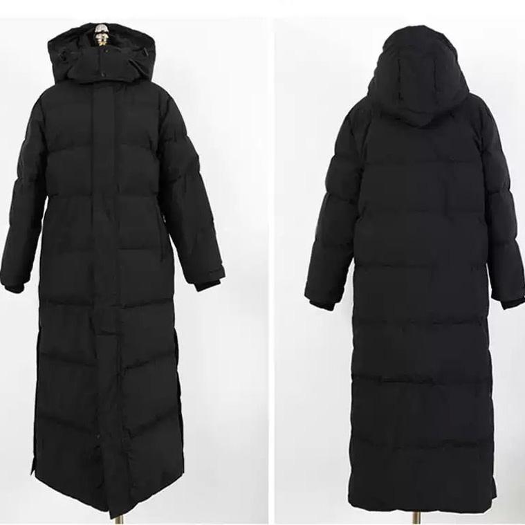 Women's Super Long Hooded Stand-collar Slim Padded Jacket Women's Long Knee-to-ankle Padded Jacket Winter Thick Black Jacket Women