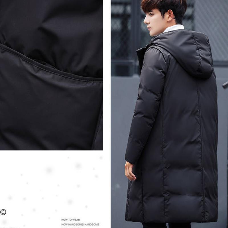 Winter Men's Down Jacket Medium Length Thickened Student Korean Coat Trend White Duck Down Handsome Coat