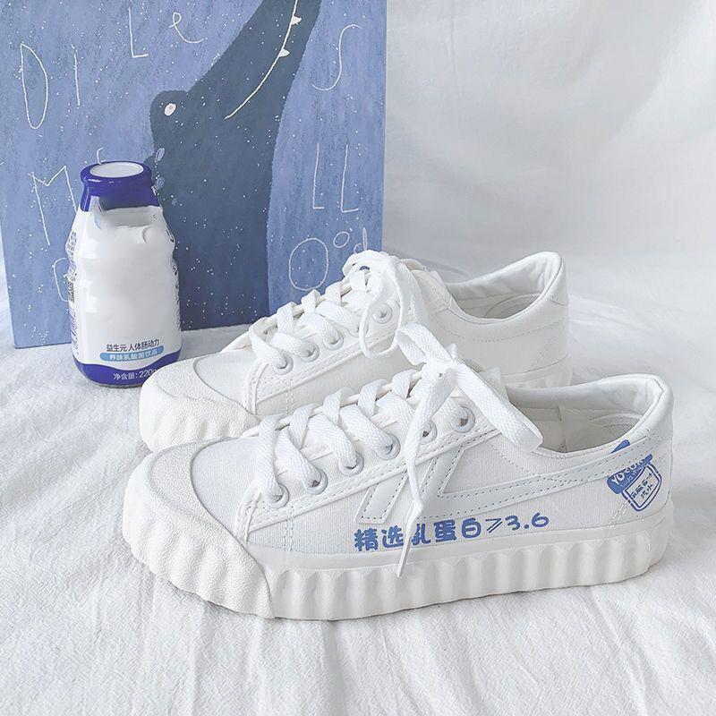 Hyuna Style Cow Canvas Shoes Female Student Korean Style White Shoes All-match Spring Trendy Sneakers