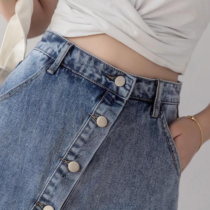 WTEMPO Denim Shorts Skirt Women Jeans Elastic Waist Loose Wide Leg A-line Office Club Casual Party Dates Vocation