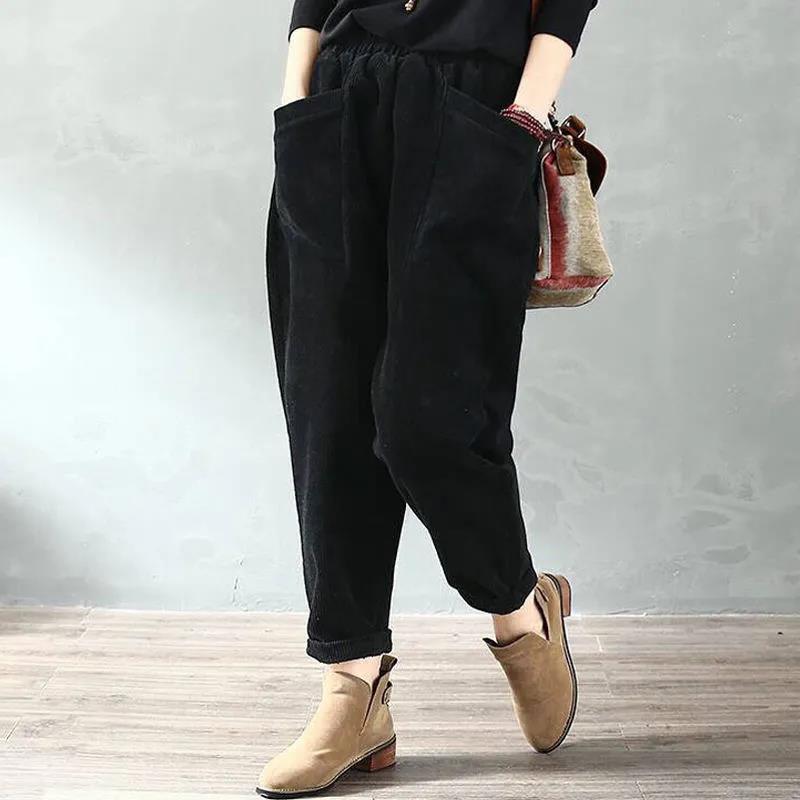 Fall/winter Solid Color Corduroy Casual Wide-leg Pants Women's High Waist Drape Straight Loose Fashion Trend