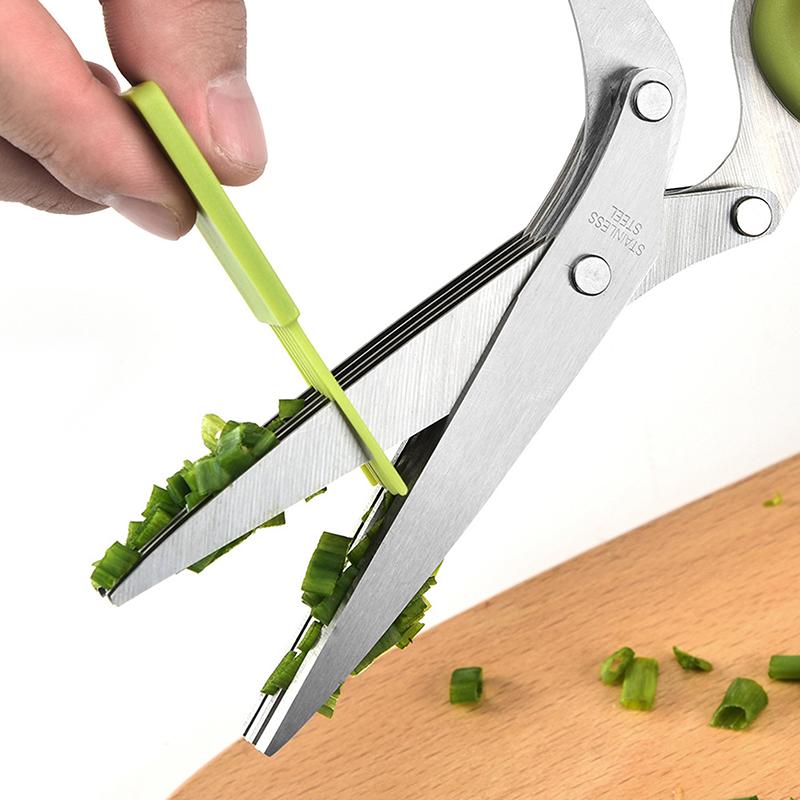 5-Leaf Vegetable Scissors Stainless Steel Food Scissors Multi-function Kitchen Supplies Heavy Sharp Scissors