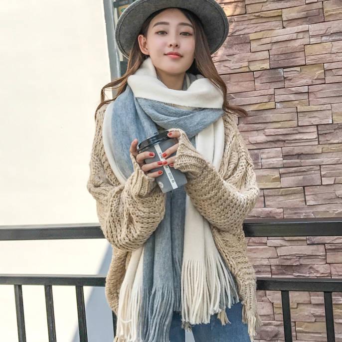 Unisex Knit Comfortable Warm Thick Long Scarf Women Tassel Big Outdoor Sweet Shawl Men Scarf