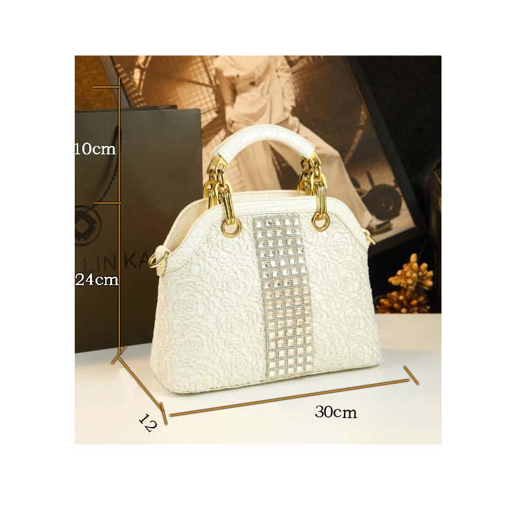 Women's Bag Leather Texture Handbag Crocodile Diamond Bag Shoulder Slanting Shell Bag