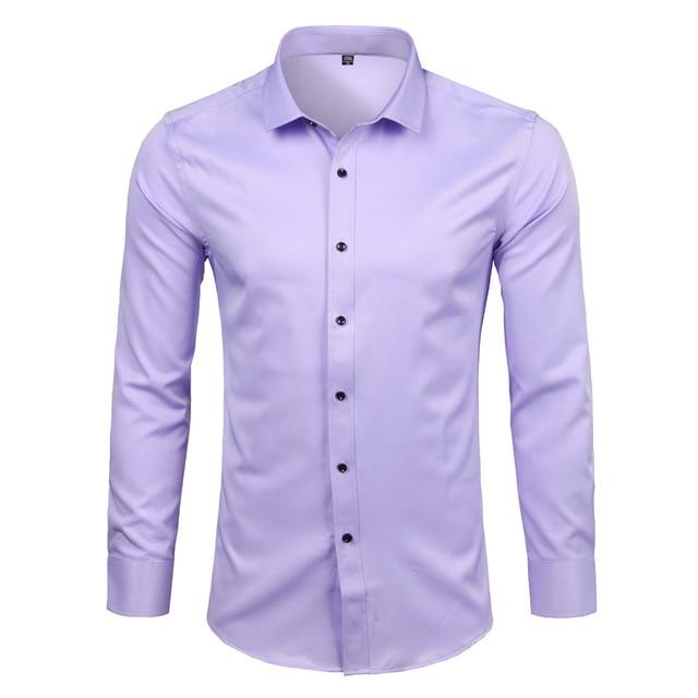 Men's Comfortable Bamboo Fiber Dress Shirts Casual Slim Fit Long Sleeve Male Social Shirts