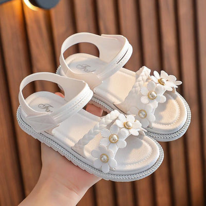 Girls Sandals Summer Little Girl Princess Open Toe Non-slip Breathable Soft Bottom Large and Medium Children's Casual Children's Beach Sandals