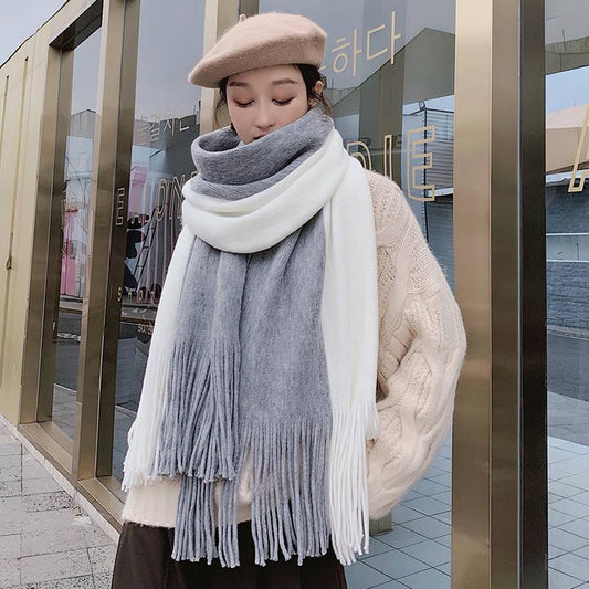 Women Shawl Scarf Autumn Winter Fashion Stripe Pashmina Scarves Warm Tassel Hijab Stole Scarfs