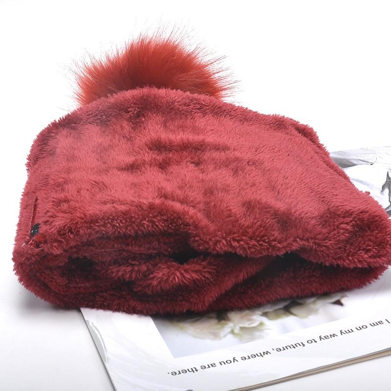 Winter Hat Ladies Knitted Hat Warm Plush Pompom Hat Skull Hat Women Girls Mask Hat Upgrade Version with Zipper