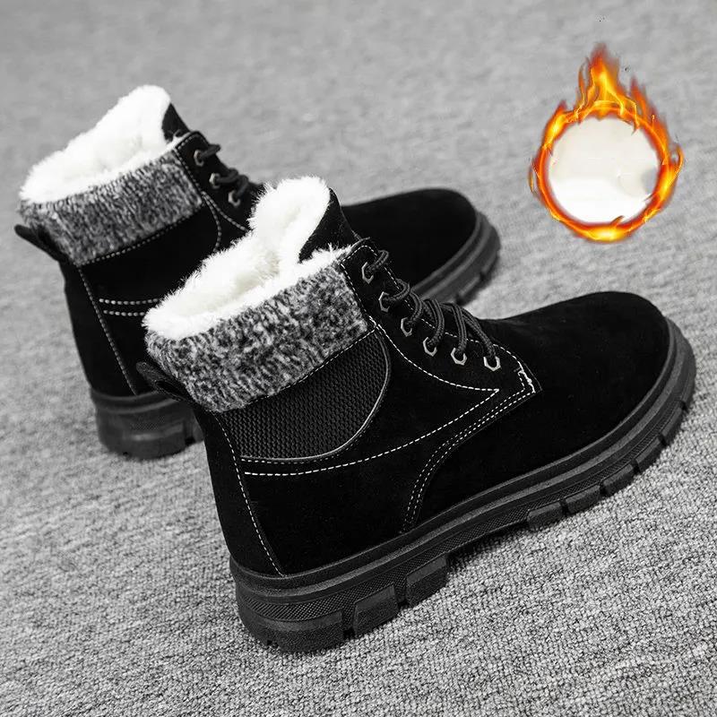 Winter Men's Plus Velvet Padded Snow Boots Men's Warm High-top Martin Boots Cotton Shoes Non-slip Cotton Boots