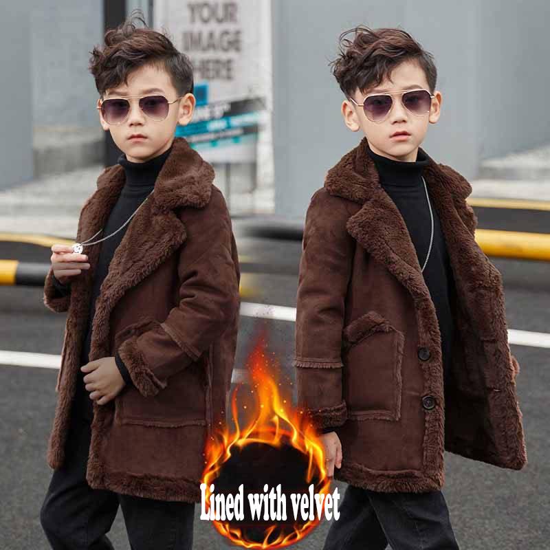 Boys Coats Autumn Winter Fashion Children's Plus Velvet Warming Cotton Fleece Jacket