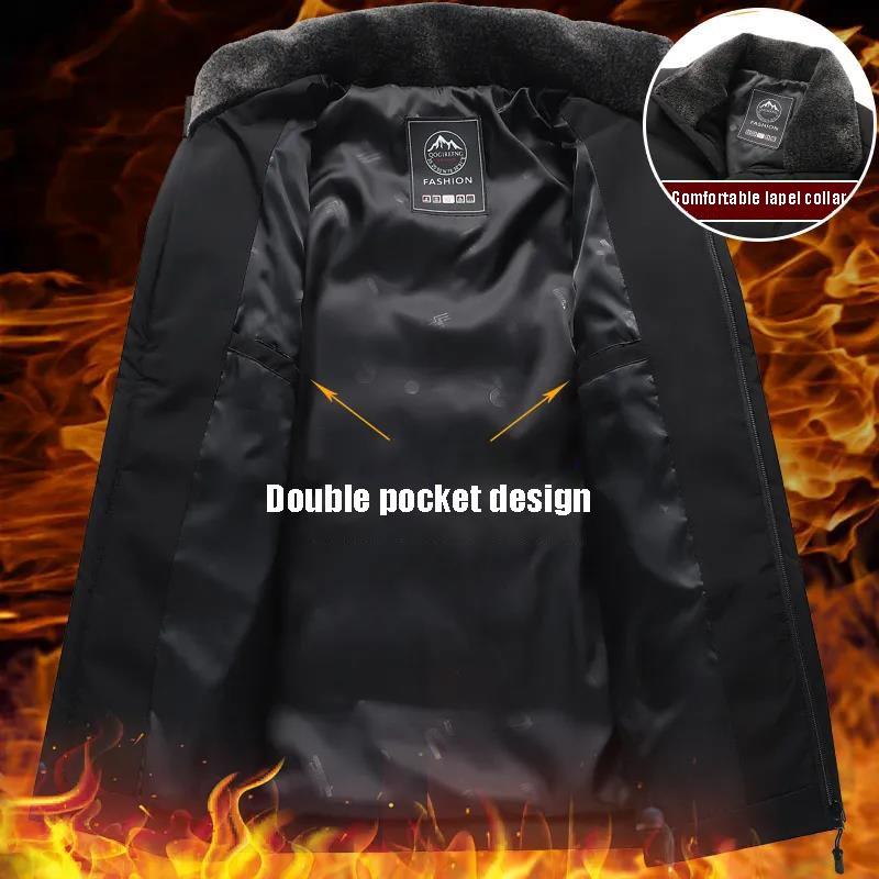 Men's Middle-aged and Elderly Down Jacket Dad Jacket Autumn and Winter Plus Velvet Thick Warm Coats Gift for Dad