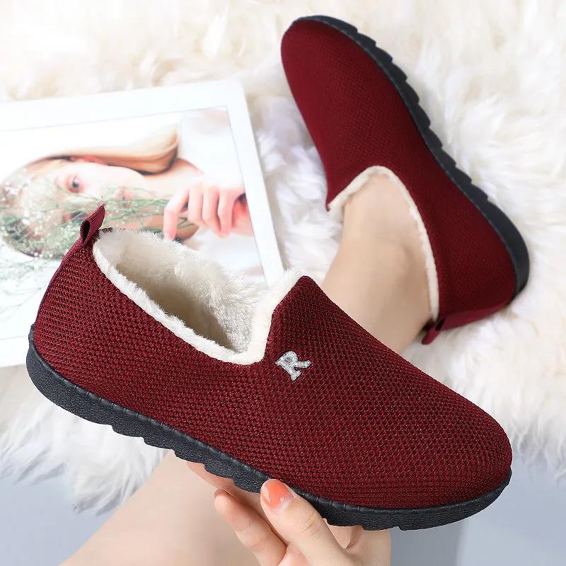 Women Cotton Shoes Home Plush Slipper Female Winter Warm Slippers Women Thick Bottom Waterproof Shoes Men Indoor Non-slip Footwear