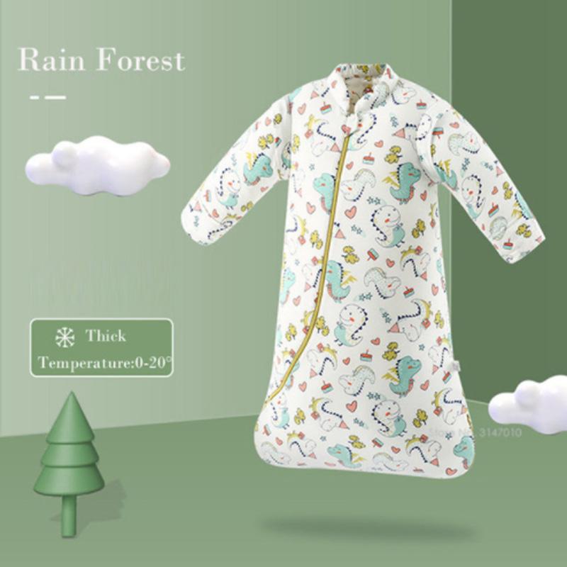 Baby Organic Sleeping Bag Detachable Long Sleeve Wearable Blanket Envelope Winter Warm Girls Boys Clothes Bedding Quilt