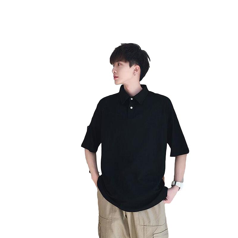 Summer New Men's  Shirt Short-sleeved T-shirt Male Lapel Trend Half-sleeved Loose T-shirt Top