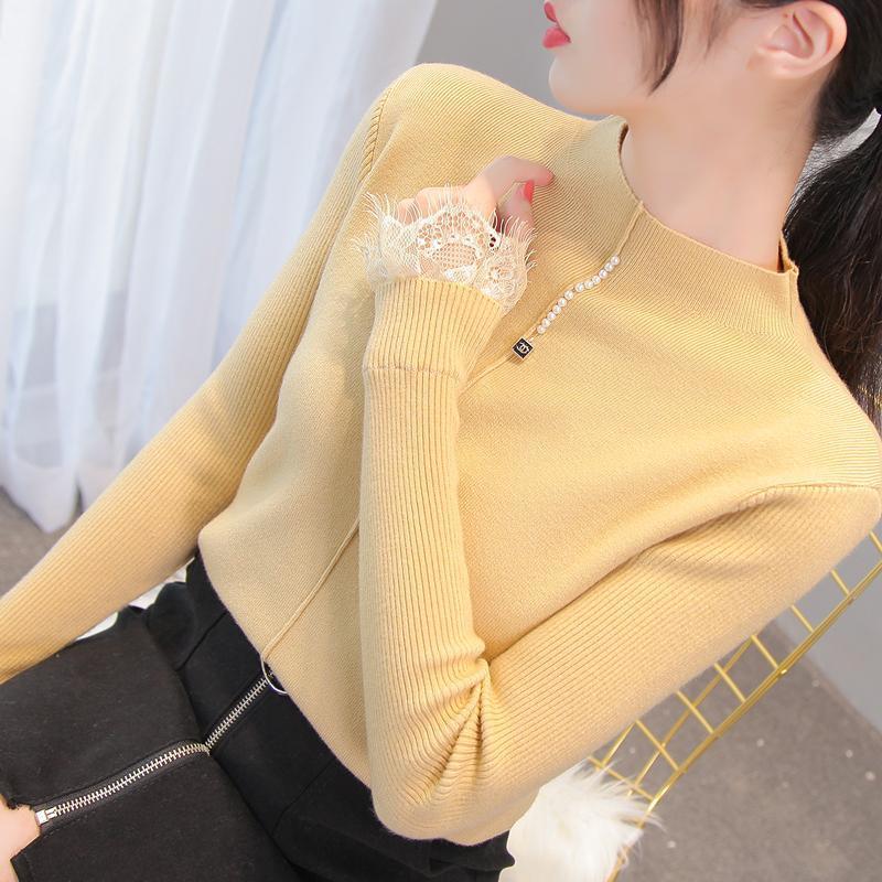 Autumn and Winter  Turtleneck  Top All-match Long-sleeved Knitted Bottoming Shirt Loose and Simple Women's Sweater