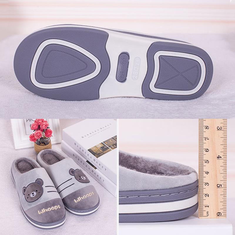 Autumn and Winter Couples Home Warm Non-slip Cotton Slippers Large Size Thick-soled Cute Indoor Cotton Slippers