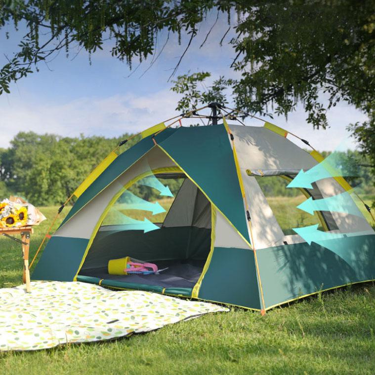 Outdoor Camping Tent Thickening Folding Outdoor Tent Camping Automatic Speed Opening Camping Tent 3-4 People