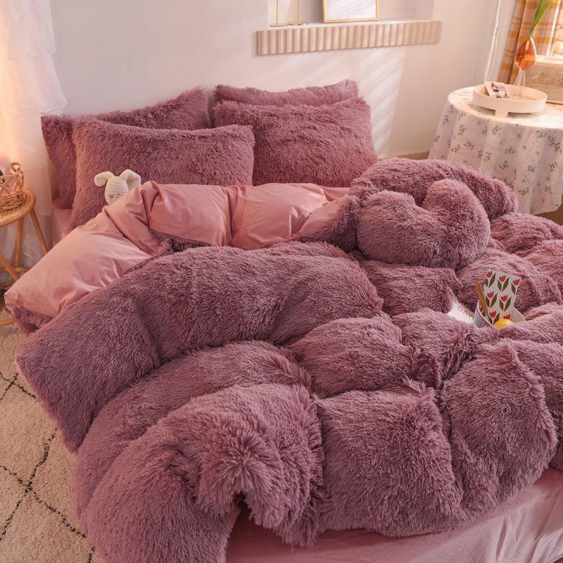 Crystal Plush Plush Bedding Winter Thick Warm Mink Four-piece Suit