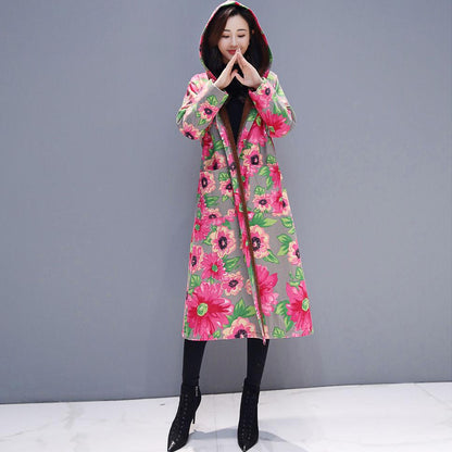 Coat Women Winter Warm Cotton and Linen Ethnic Button Pocket Long Coat Outwear