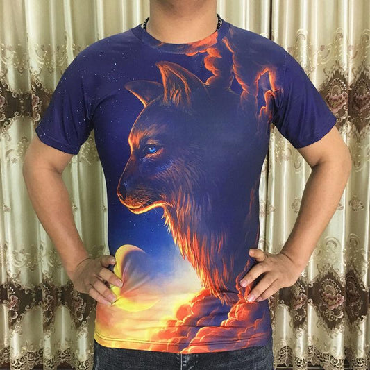 3D digital printing T-shirt male personality short-sleeved T-shirt large size men's clothes summer