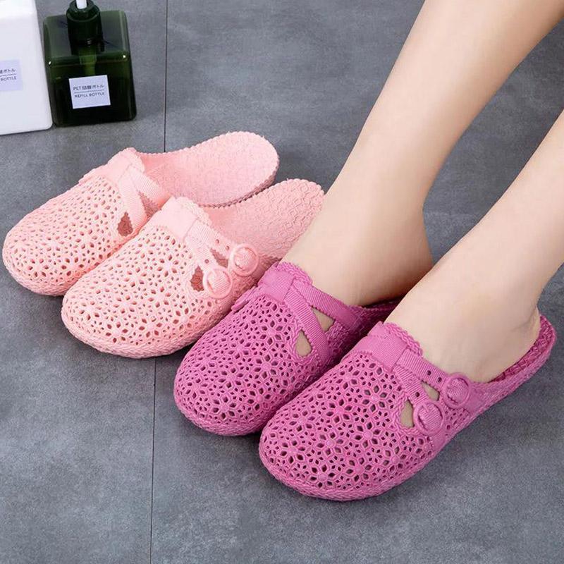 Summer Baotou Flat Hole Shoes Home Indoor and Outdoor Ladies Lazy Student Beach