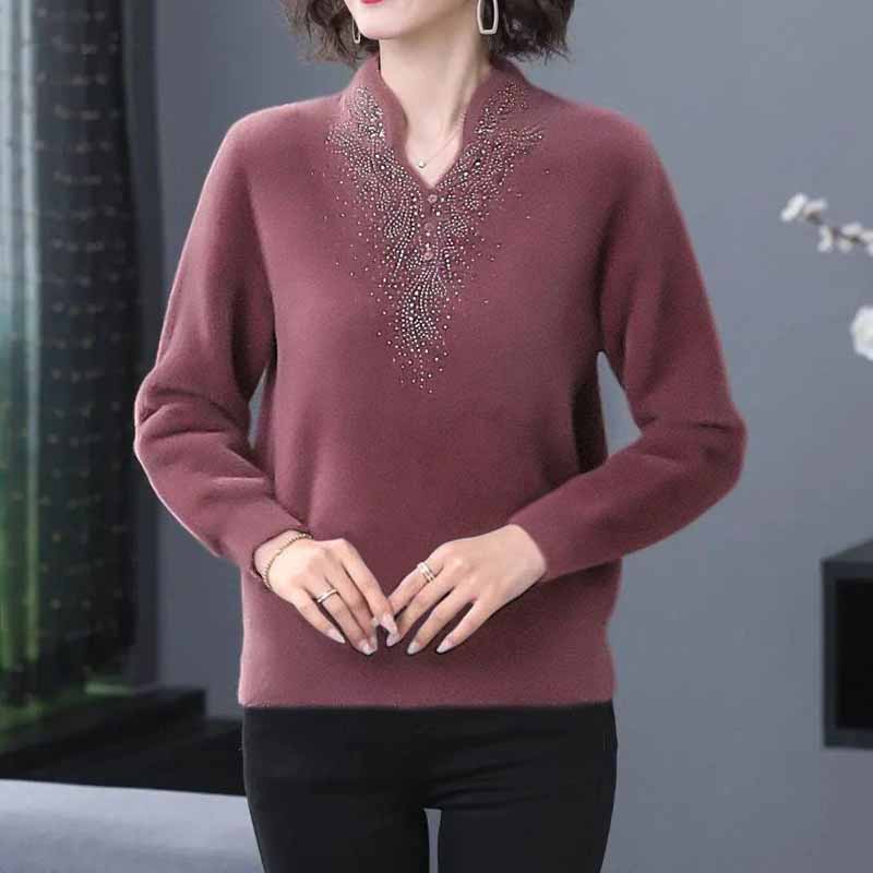 Plus Velvet Bottoming Shirt Women Autumn and Winter Models Double-sided German Velvet Mother Wear All-match Long-sleeved T-shirt Women