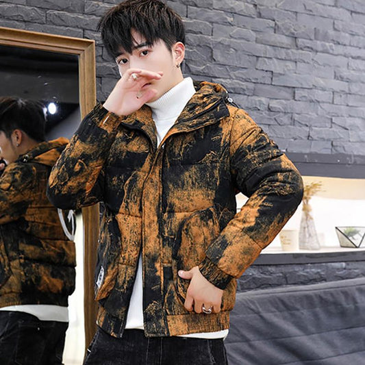 Fashion Men's Parker Jacket Winter Thicken Warm Camouflage Trend Brand Hooded Cotton Jack Loose Men's Cotton Jack