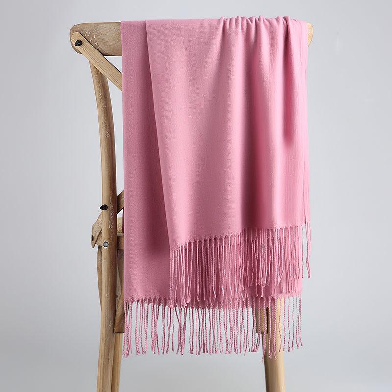 Women Solid Color Scarf Long Cashmere Wool Shawl Thicken Neck Scarf