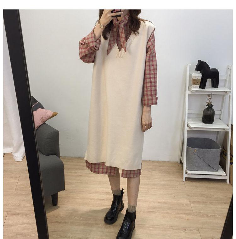 Autumn and Winter Plus Size Mid-length Dress Thin Section Wild Sleeveless Sweater Dress Fashion Casual Women's Vest Skirt