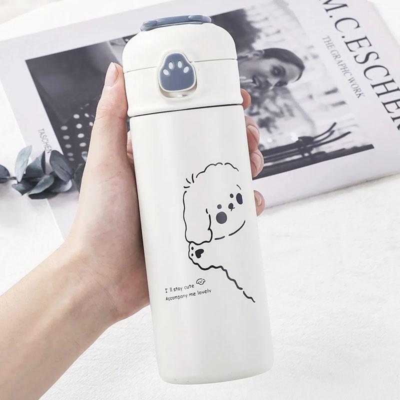 Straw Thermos Cup Male and Female Students Korean Version of Large-capacity 304 Stainless Steel Children's Water Cup Vacuum Flasks