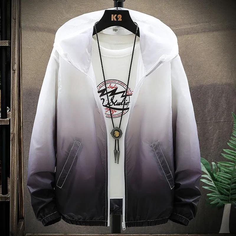 Ice Silk Sunscreen Clothes Men's Summer Jacket Ultra-thin Trend Breathable New Skin Clothes Gradient Color Thin Clothes