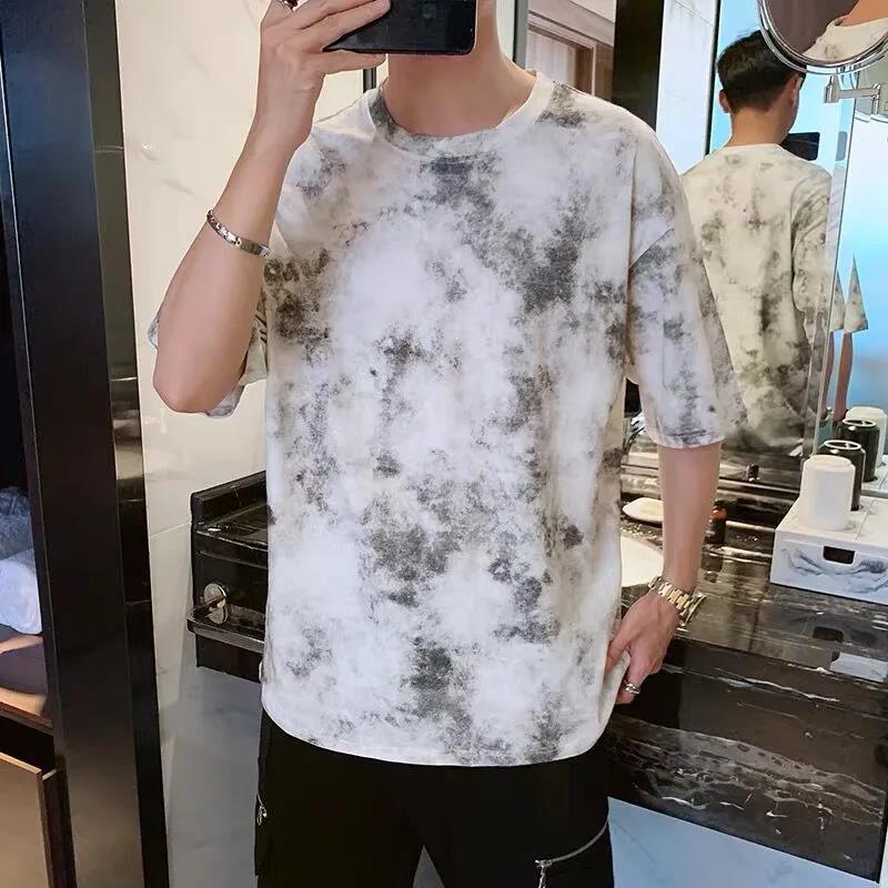 Summer T-shirt Korean Trendy Tie-dye Fashion Tees O-neck Half Sleeve Thin Shirt Oversized Soft Casual Loose Pullover