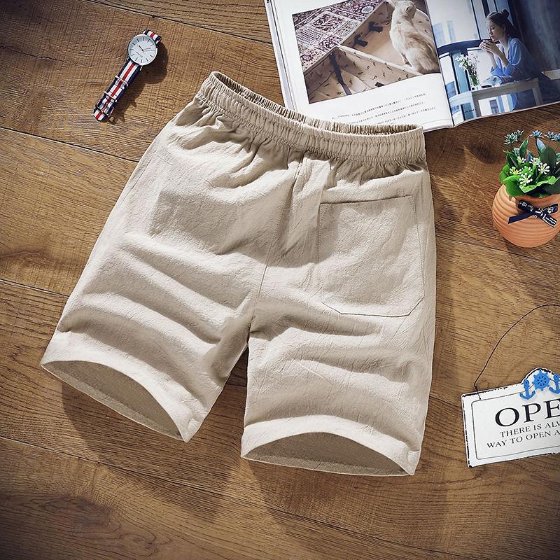 Men's Shorts Summer Cotton and Linen 5 Points Pants Trend Loose Casual Plus Fat Plus Size Pants Beach Pants