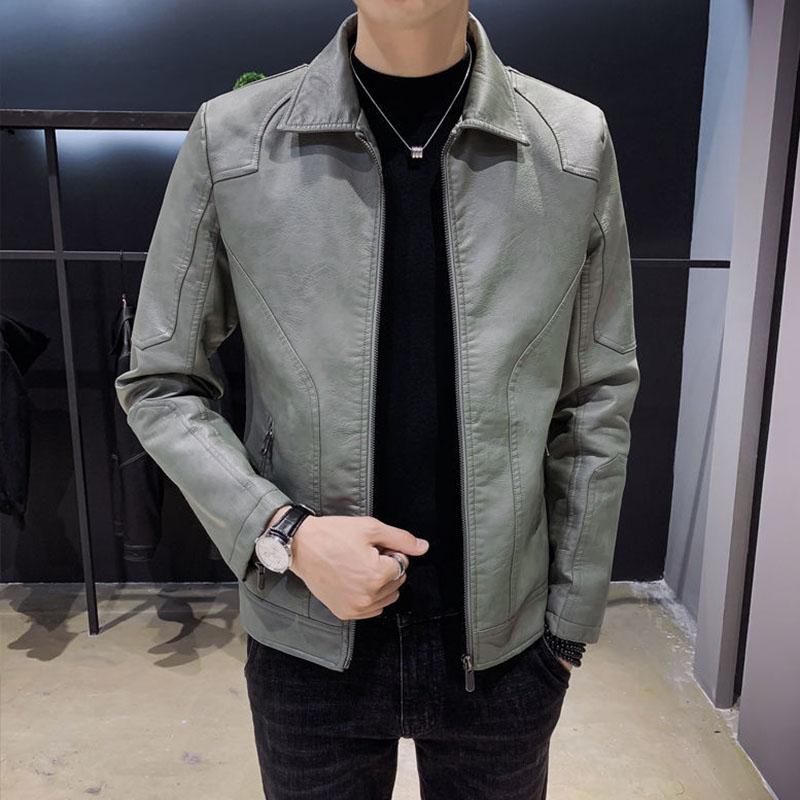 Leather Men's Jacket Korean Men's Autumn and Winter Jacket Slim Trend Leather Jacket Youth Jacket