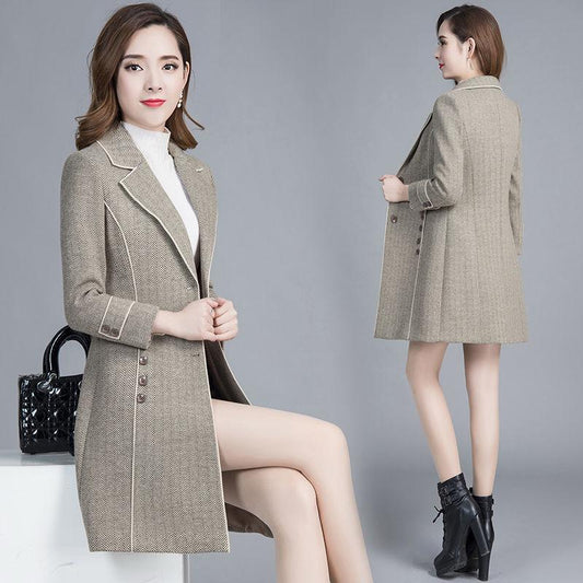 Large Size Woolen Coat Autumn and Winter Large Size Woman's Clothing Long Sleeve Warm Jacket