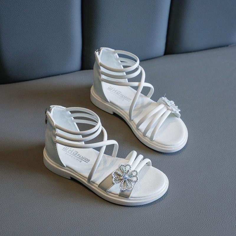 Summer Girls' Shoes Children's Fashion Leather Sandals  Children's Soft-soled Bow Princess Shoes  Student Beach Shoes