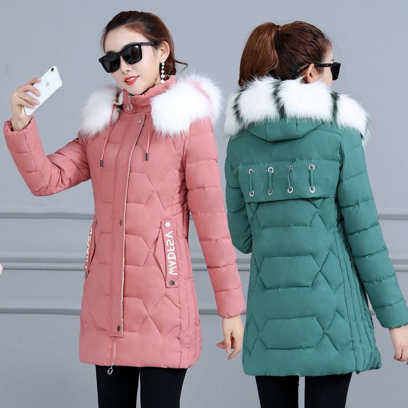 Autumn and Winter Seasons Waist and Show Figure Down Padded Jacket Women's Mid-length Thick Coat Slim and Fashionable