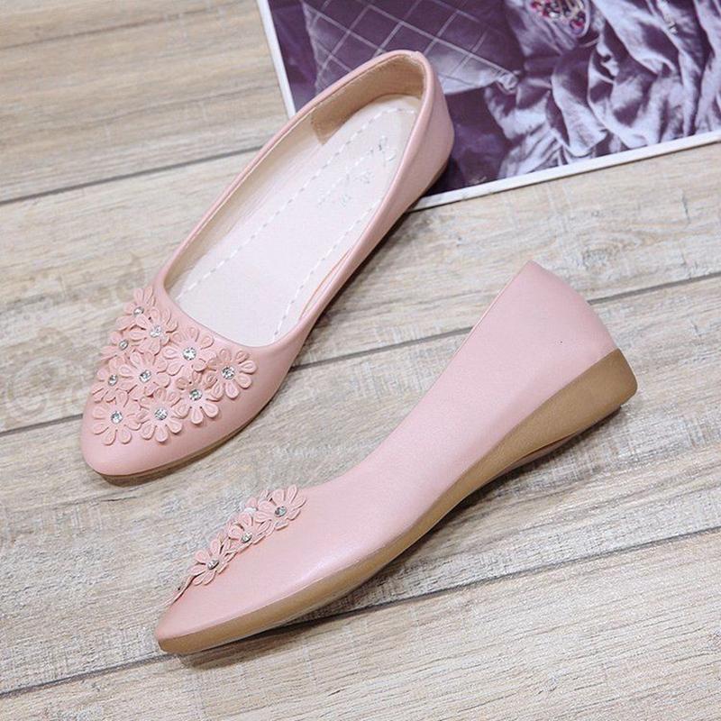 Pointed-toe Leather Shoes Single Shoes Soft-soled Flat-heeled Women's Flat-bottomed Pointed-toe Shoes Shallow Mouth Casual Women's Single Shoes