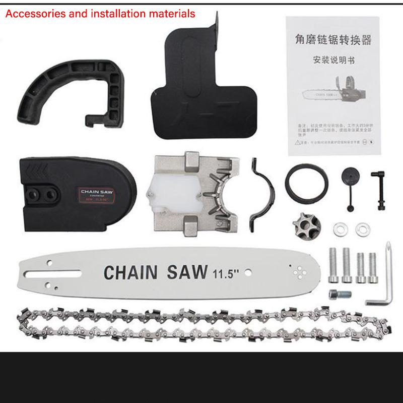 11.5 Inch Chain Saw Plus A Spare Chain Chain Saw Bracket Set with Angle Grinder Wood Sawing Tool