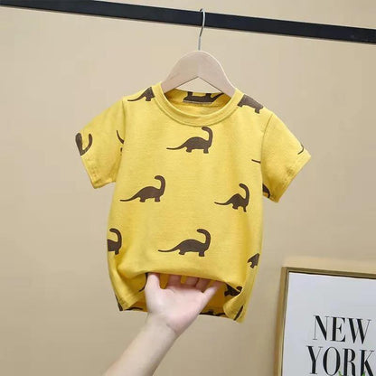 Kids Boys Short Sleeve T-shirts Tops Clothes 2-8Y Baby Boy Print Tees Children Clothing Kid Cotton