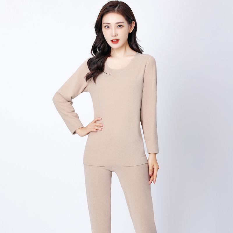 Winter Thermal Underwear Women Plus Velvet Thick Double-sided Velvet Self-heating Autumn Clothes Long Trousers Ladies Suit