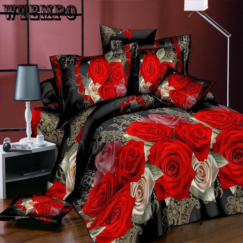 Duvet Cover Set 3D Oil Painting Bed In A Bag 4pcs Bedding Sets Flat Bed Sheet Comforter Duvet