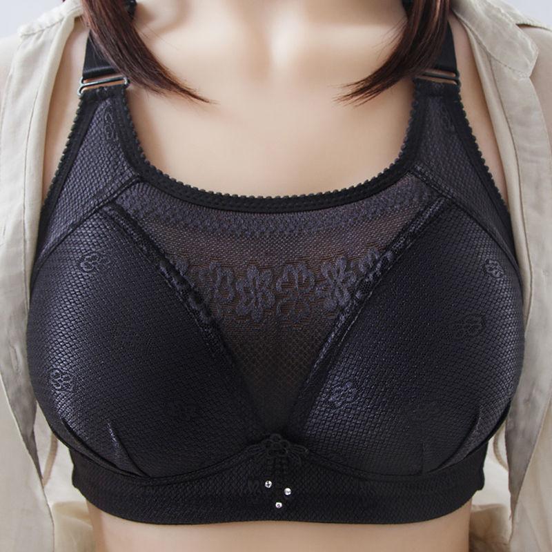 Large Size Underwear Thin Section Breathable Gathered Anti-sagging and Anti-glare Adjustable Underwear Women's Bra Without Steel Ring