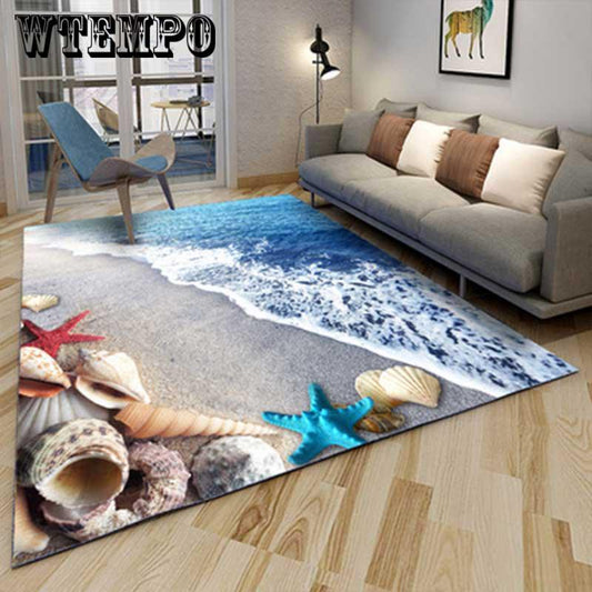 Aquarium Blue Dolphins Sea Beach 3d Non Slip Microfiber Carpets Area Rug For Living Rooms