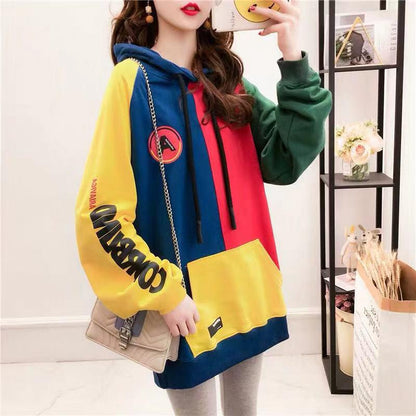 Hooded Top Spring and Autumn Sweater Women's Cotton Sweatshirt Wild Large Size Long Sleeve Warm