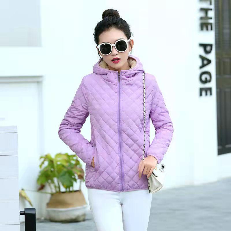 Slim Winter Cotton-padded Jacket Women's Short Light Thin Padded Jacket Plus Velvet Padded Padded Jacket Women's Imitation Lamb Velvet Coat