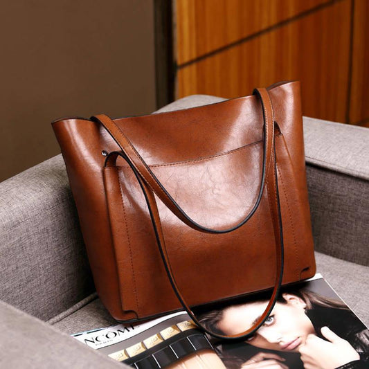 Genuine Leather Cowhide Women's Bag Messenger One-shoulder Portable All-match Large-capacity Bag