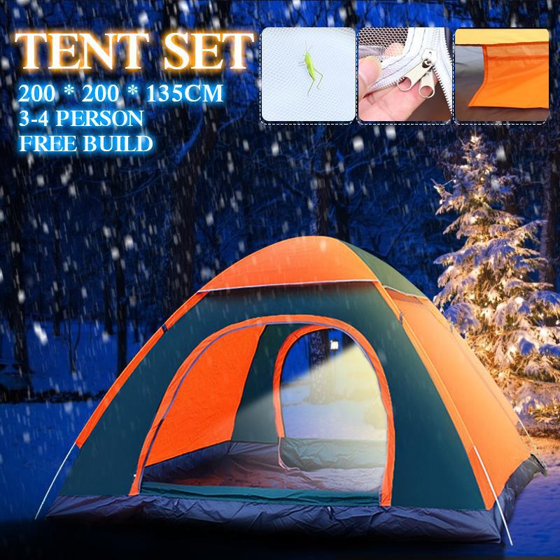 4-person Camping Tent Portable Pop-up Tent Waterproof and UV-proof Awning Travel Beach Outdoor Artifact