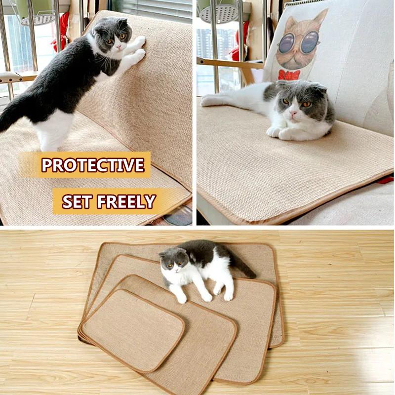 Sisal Cat Scratching Board Not Drop Crumbs Nest Pad Claw Grinder Wear-resistant Sofa Protective Pad Pet Supplies Cat Sleeping Pad Thick Double Layer