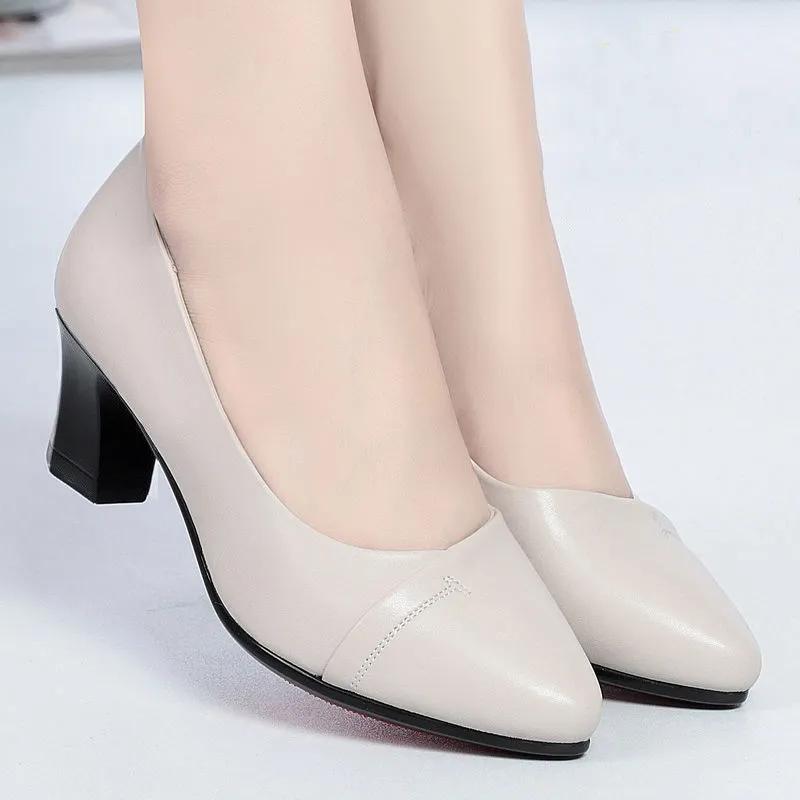 Single Shoes Women's Summer Thick Shoes Spring Shallow Mouth Comfortable Women's Shoes Flat Pointers